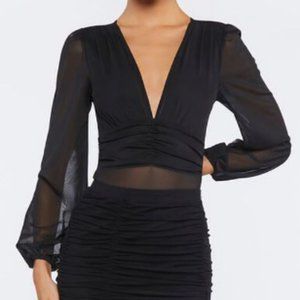 Plunging Peasant Sleeve Bodysuit